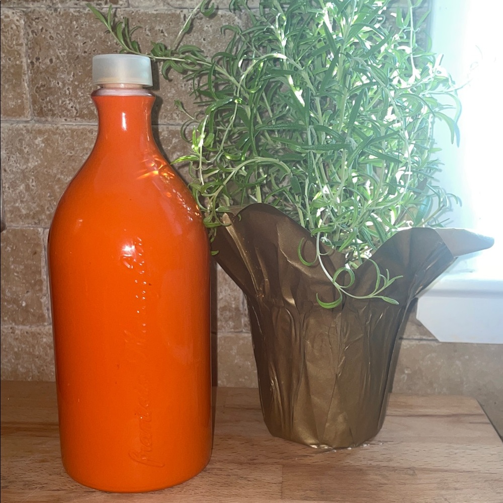 Frantoio Muraglia Orange Ceramic Olive Oil Bottle